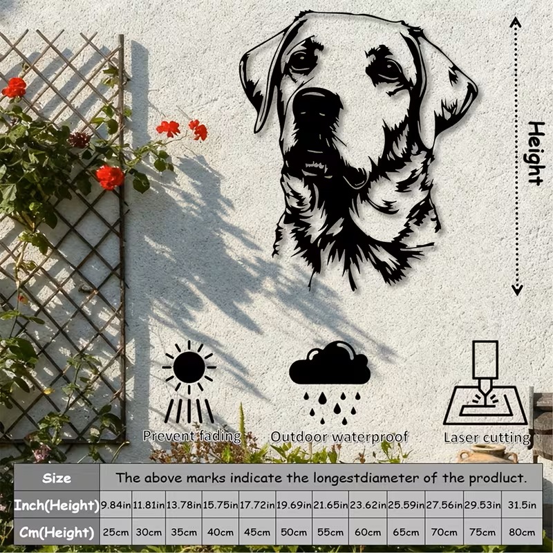 Labrador Metal Wall Art – Dog Head Iron Wall Decor 30cm