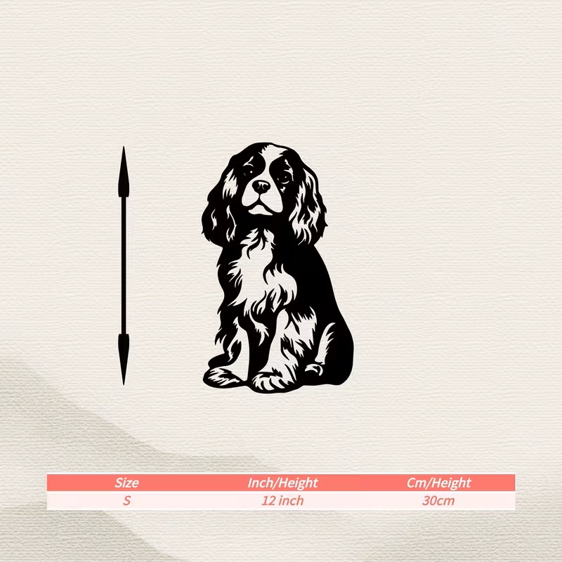 Cavalier King Charles Spaniel Metal Wall Art – Black Dog Silhouette