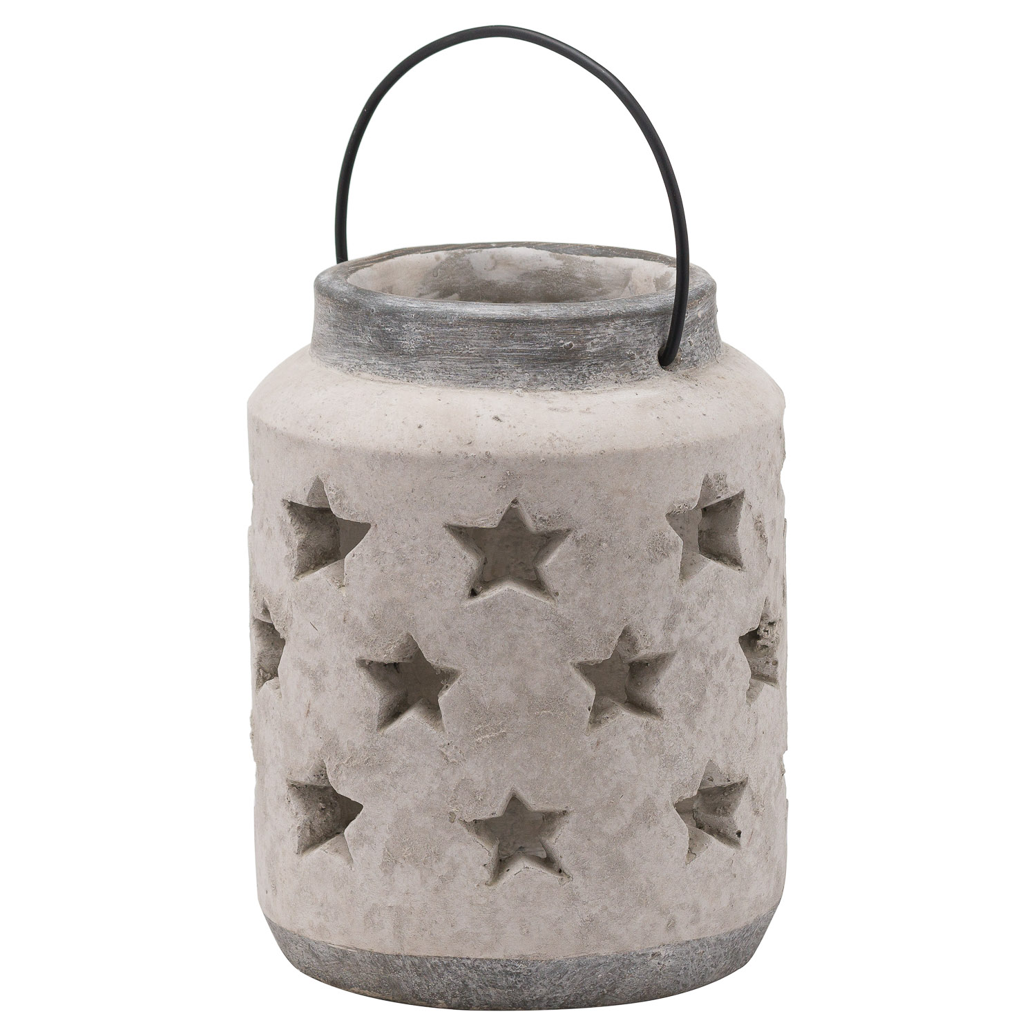 Bloomville Large Stone Star Lantern – Rustic Ceramic Candle Holder