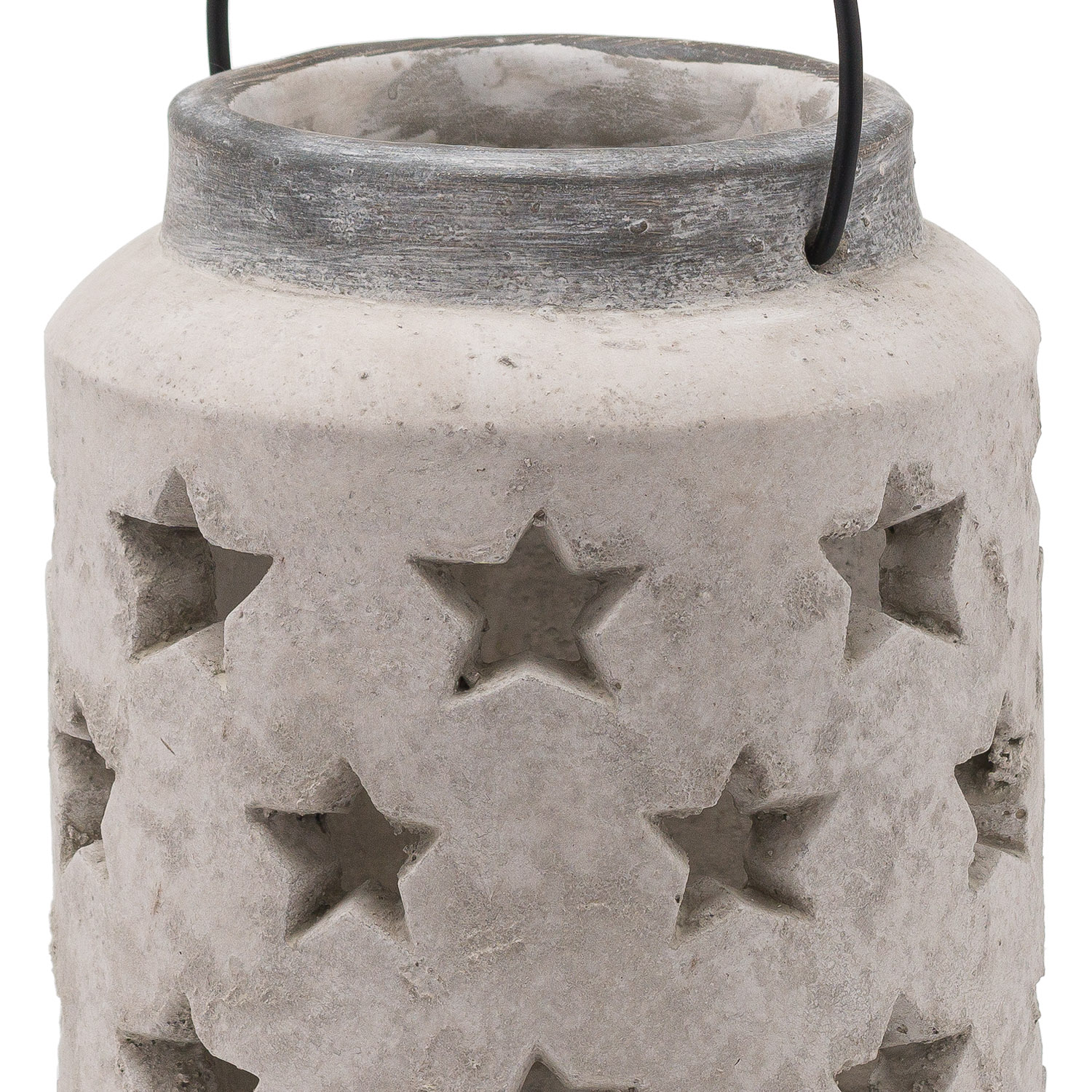 Bloomville Large Stone Star Lantern – Rustic Ceramic Candle Holder