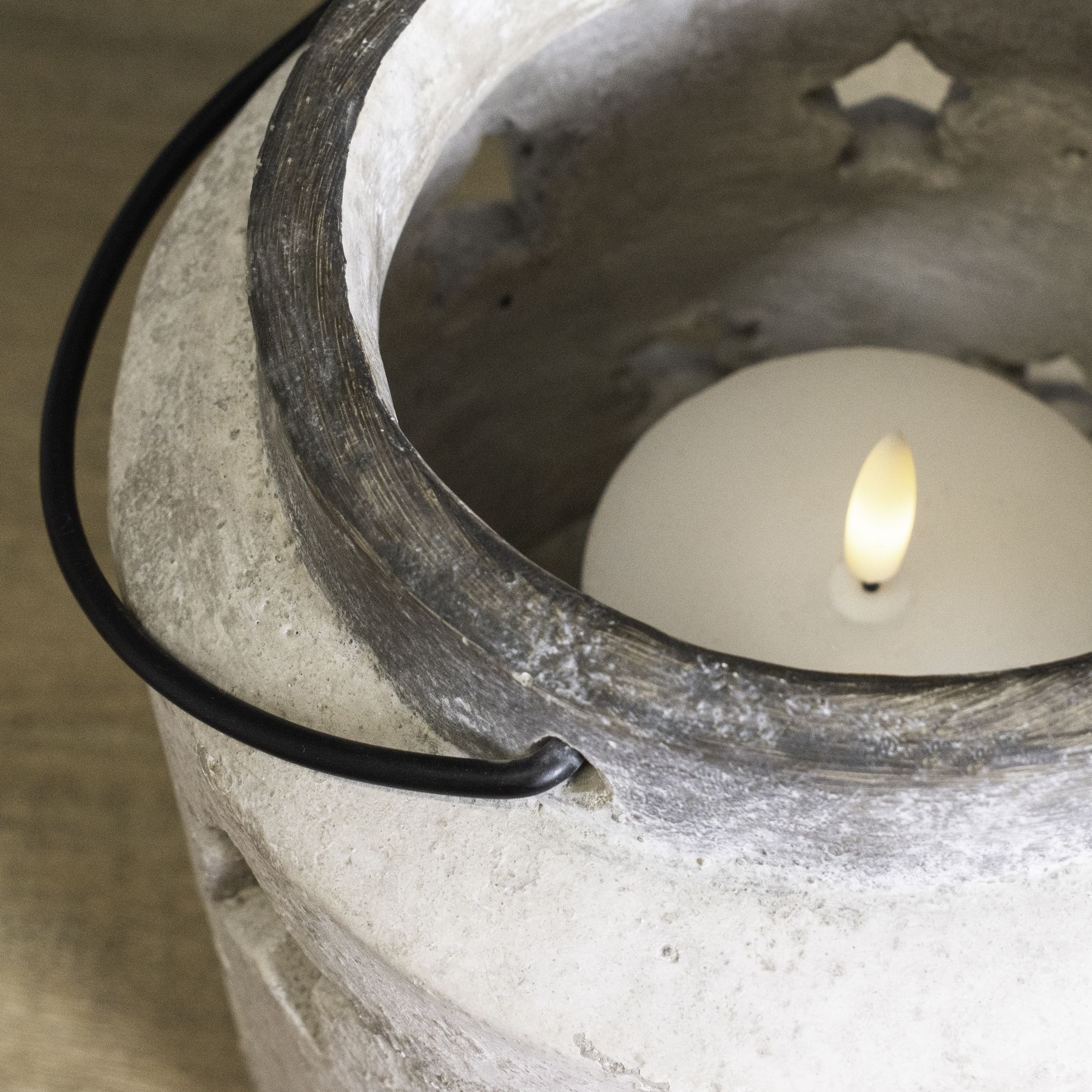 Bloomville Stone Star Lantern – Rustic Ceramic Candle Holder