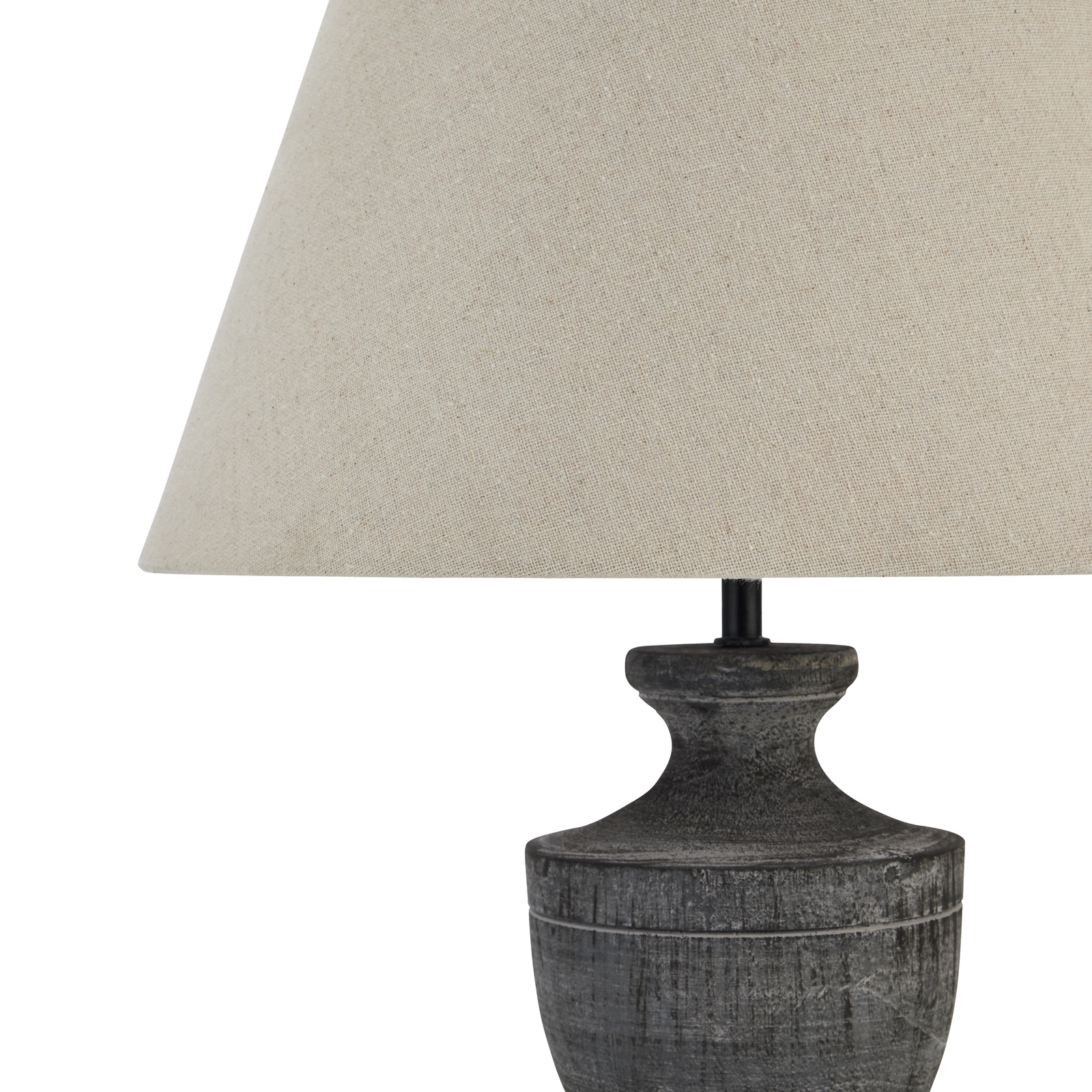 Incia Urn Wooden Table Lamp with Linen Shade – Rustic Home Lighting