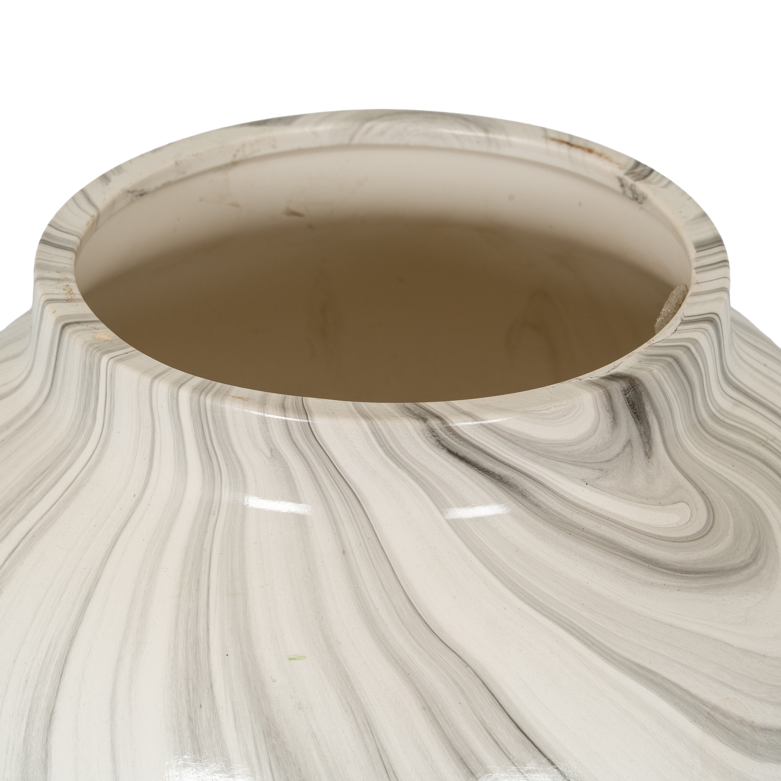 Hand-Dipped Marble Effect Ceramic Planter – Grey & White Plant Pot