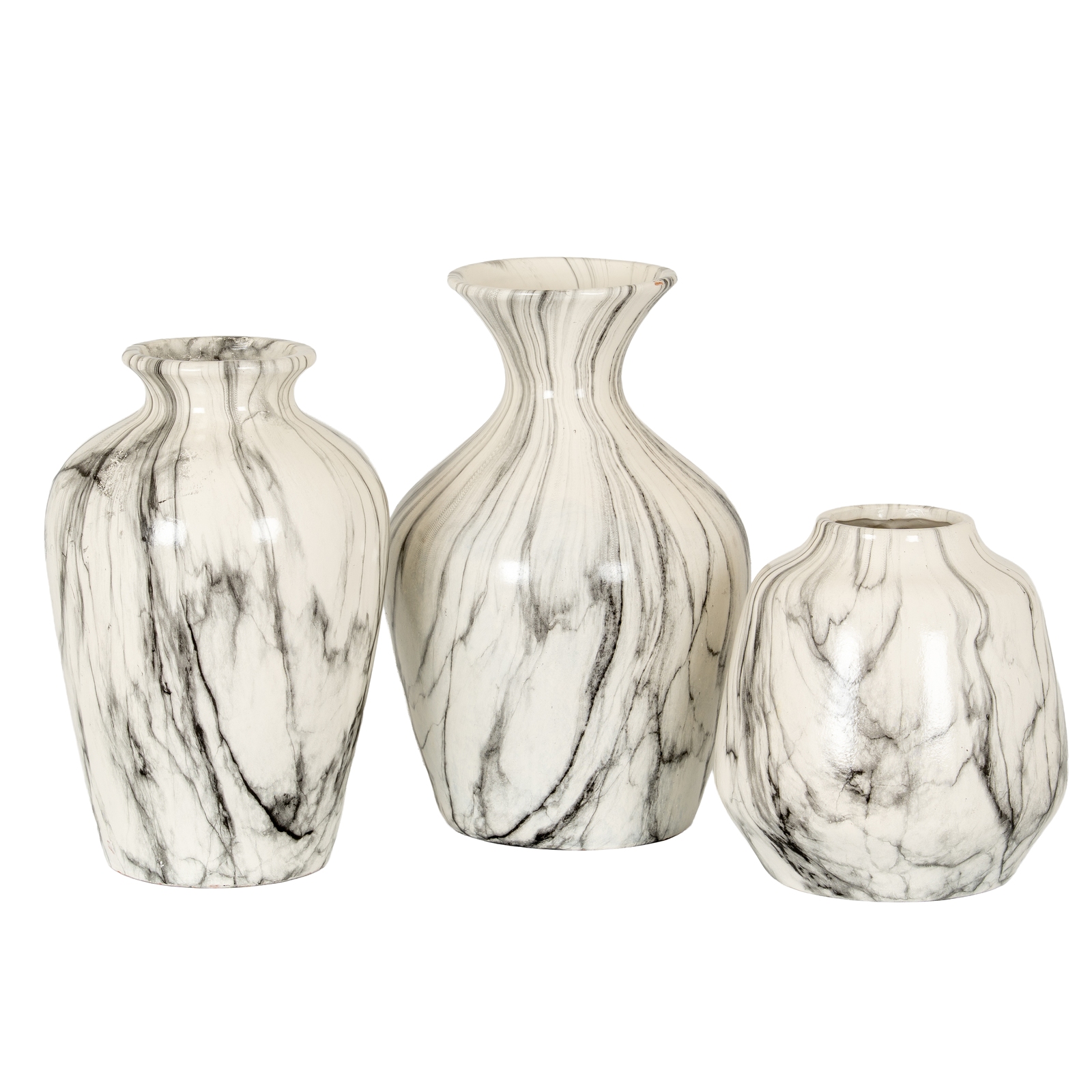 Hand-Dipped Marble Effect Ceramic Planter – Grey & White Plant Pot