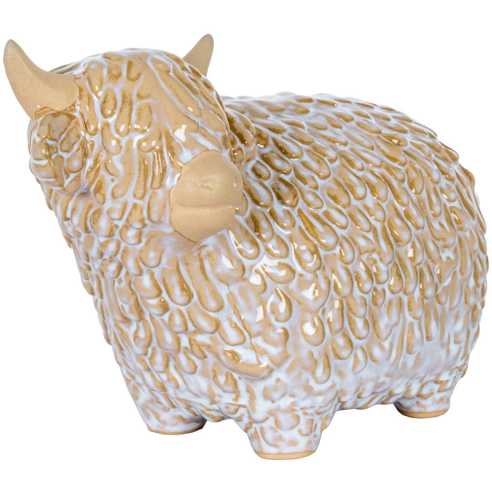Highland Cow Ceramic Ornament – White Scottish Cow Home Décor