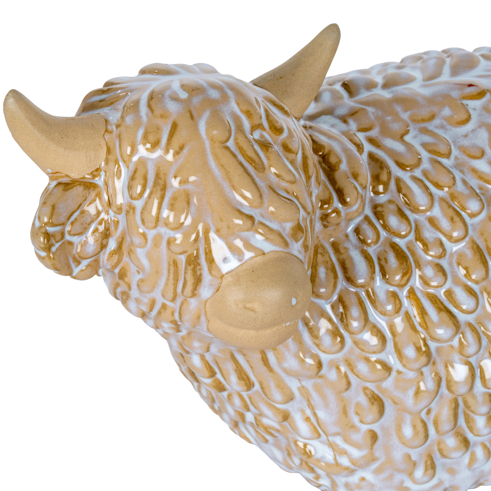 Highland Cow Ceramic Ornament – White Scottish Cow Home Décor