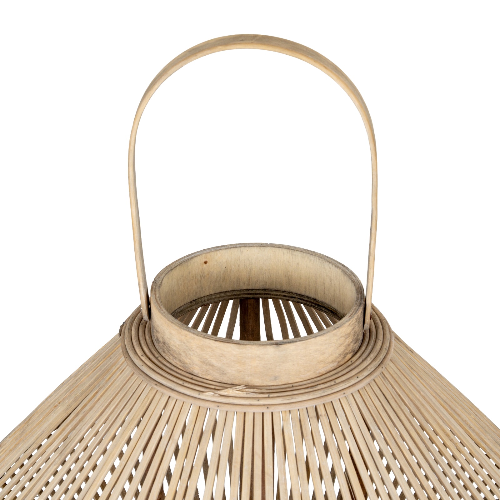 Cone Wicker Lantern with Glass Holder – Rustic Decorative Candle Lantern