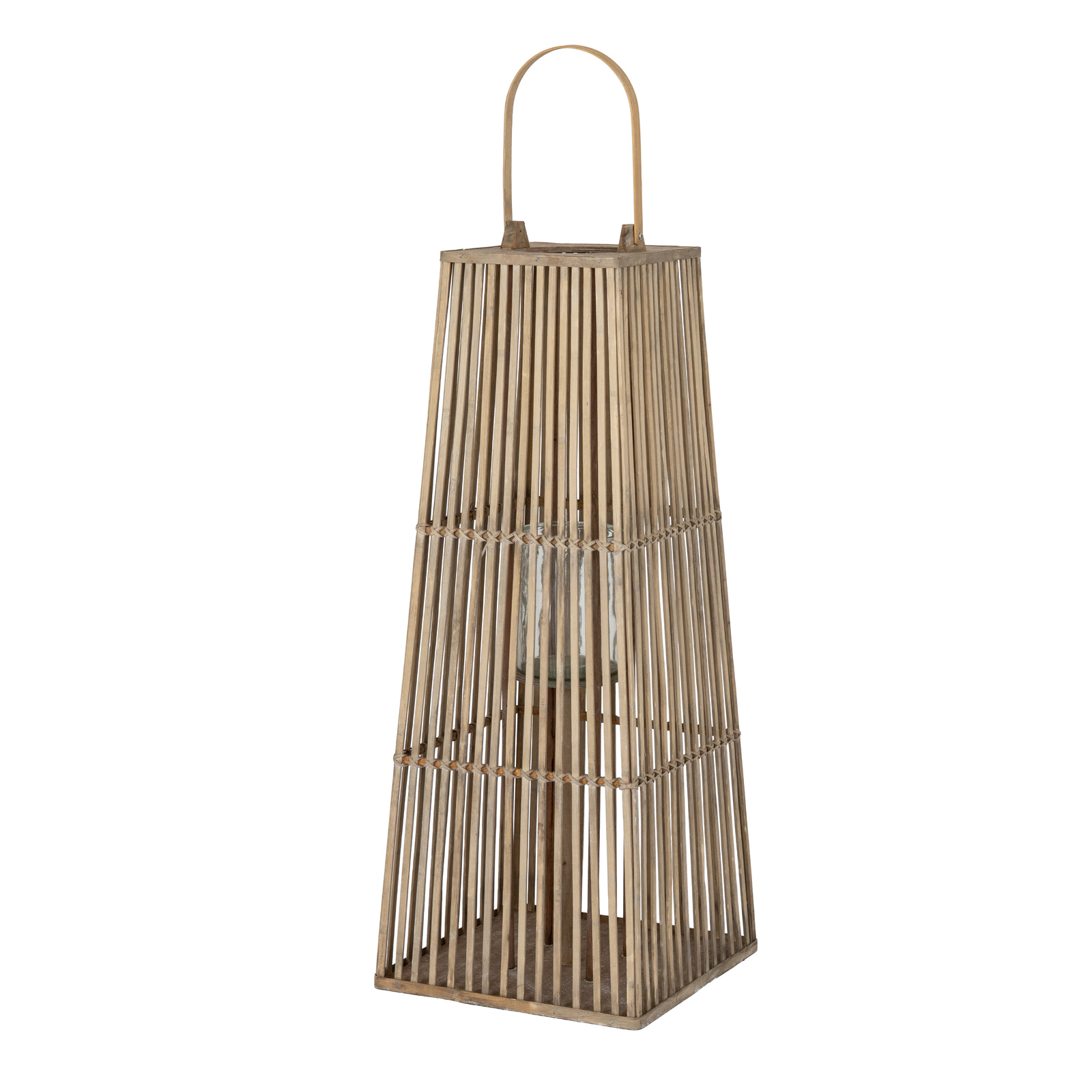 Large Silo Wicker Lantern with Glass Holder – Rustic Candle Lantern