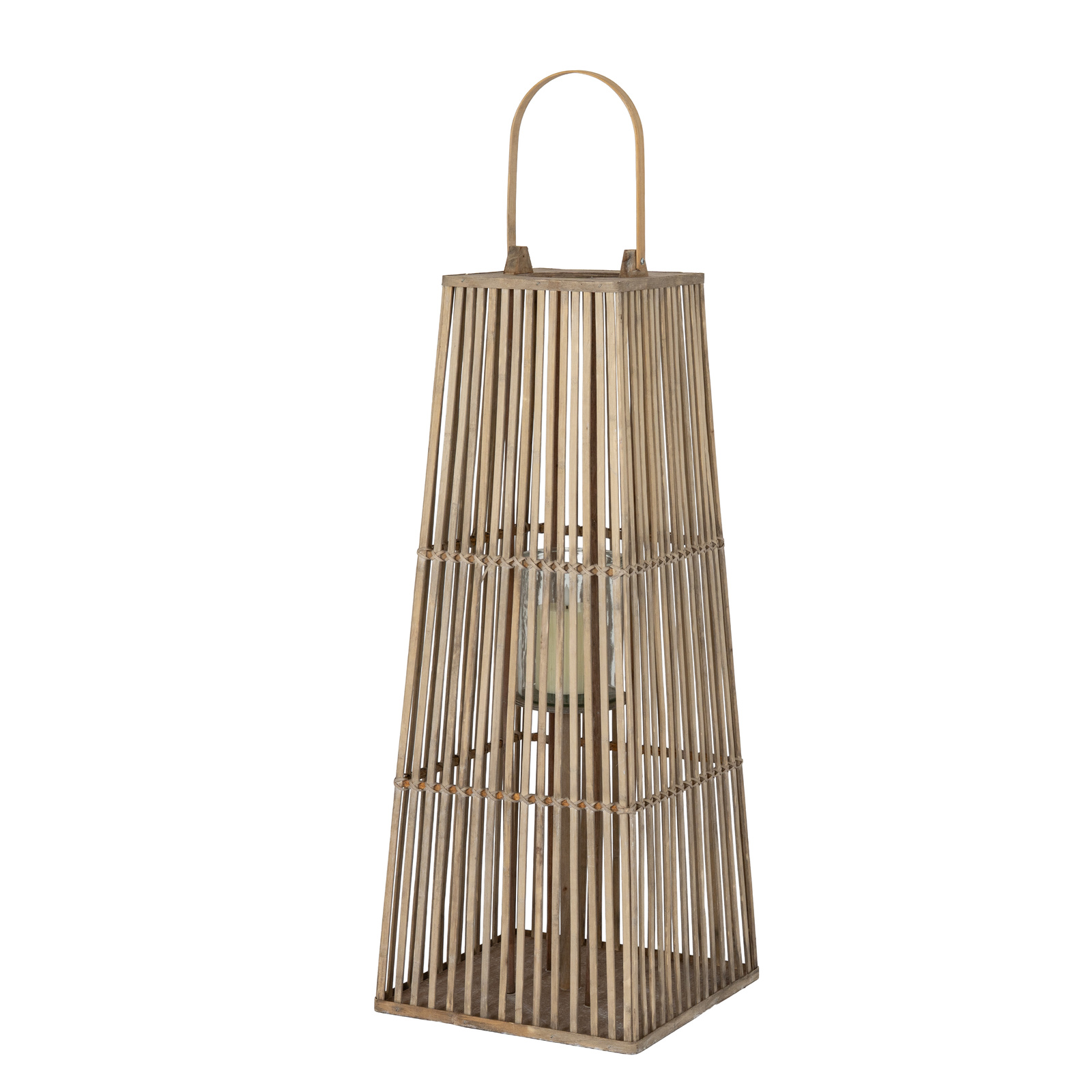 Large Silo Wicker Lantern with Glass Holder – Rustic Candle Lantern