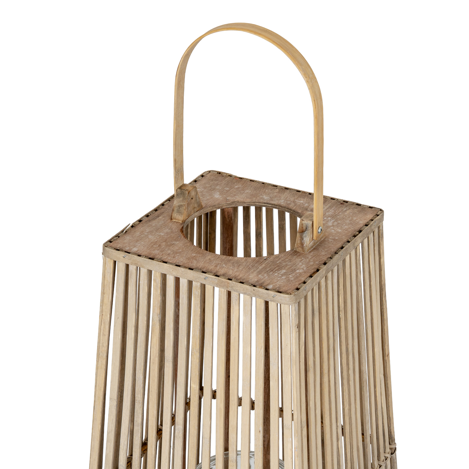 Large Silo Wicker Lantern with Glass Holder – Rustic Candle Lantern