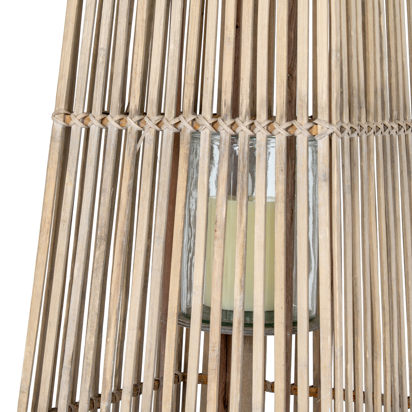 Large Silo Wicker Lantern with Glass Holder – Rustic Candle Lantern