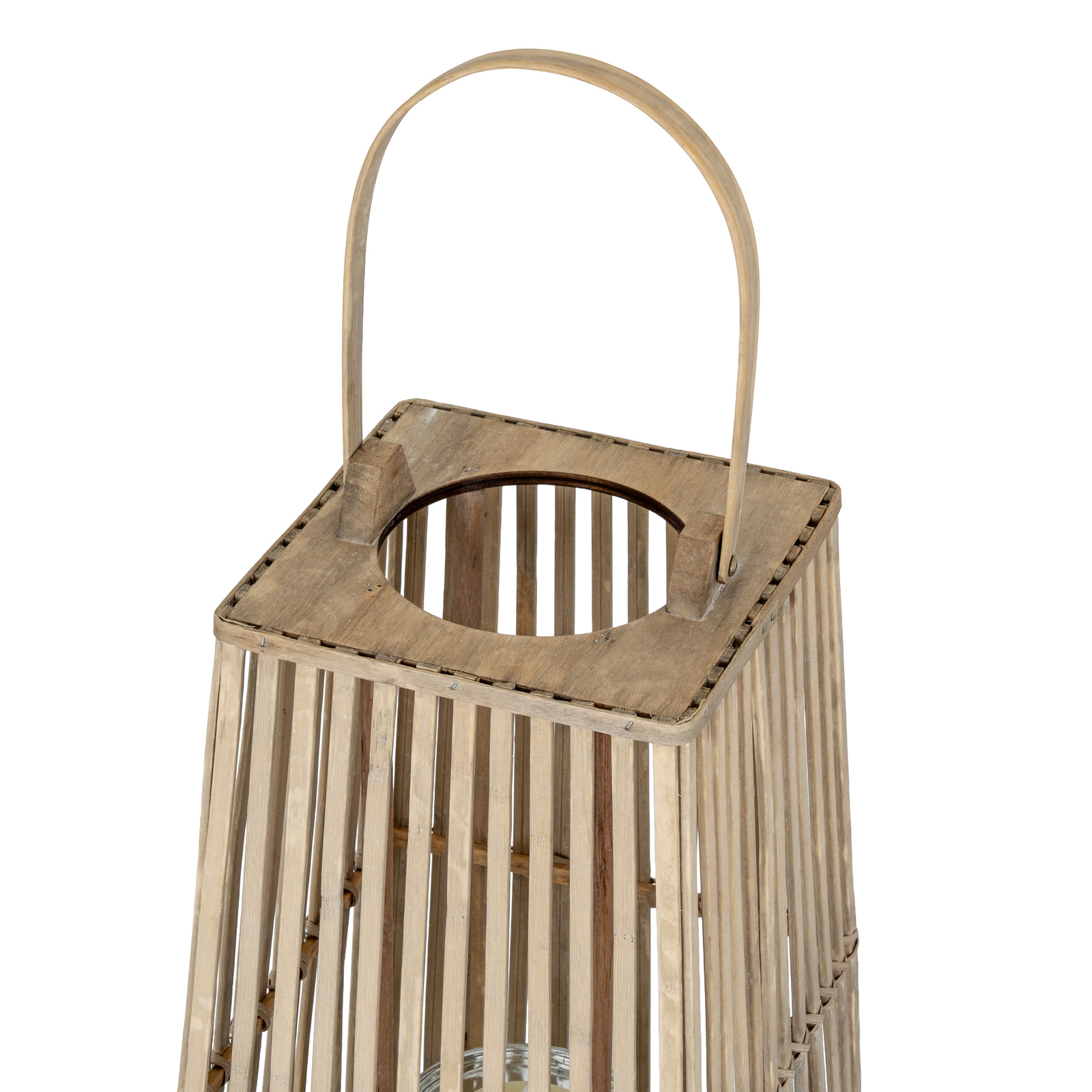 Medium Silo Wicker Lantern with Glass Holder – Rustic Candle Lantern