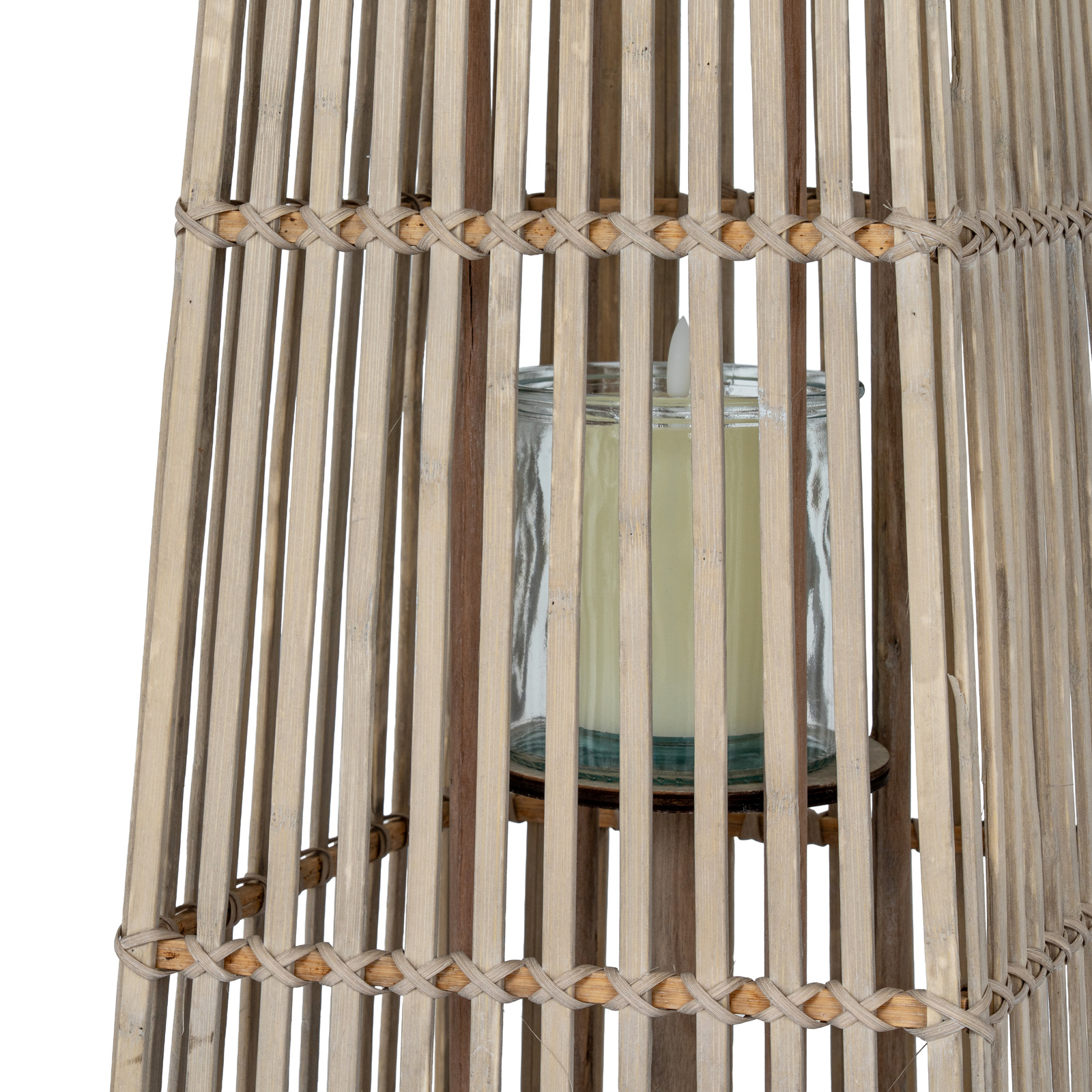 Medium Silo Wicker Lantern with Glass Holder – Rustic Candle Lantern