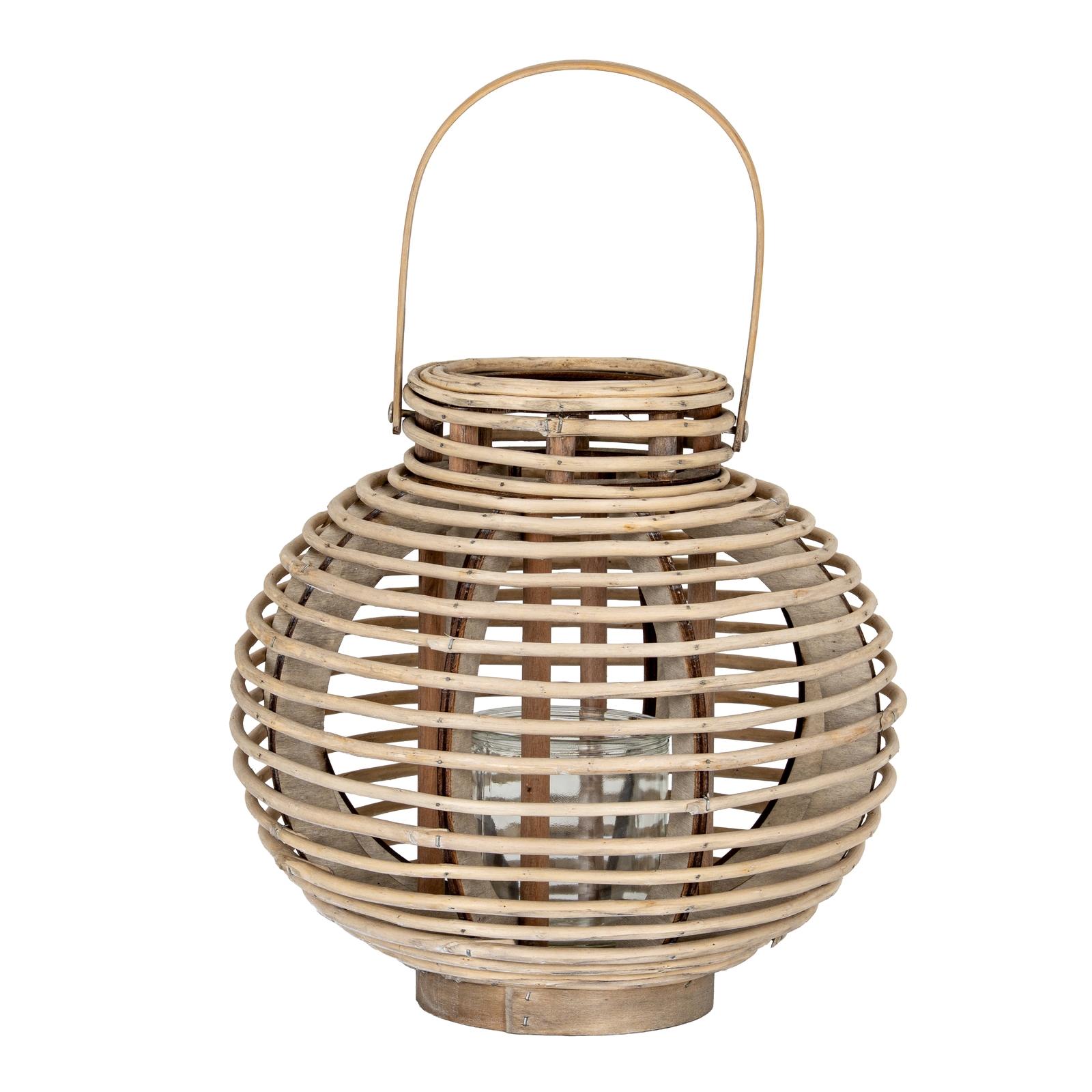 Large Round Willow Lantern with Glass Holder – Rustic Candle Décor