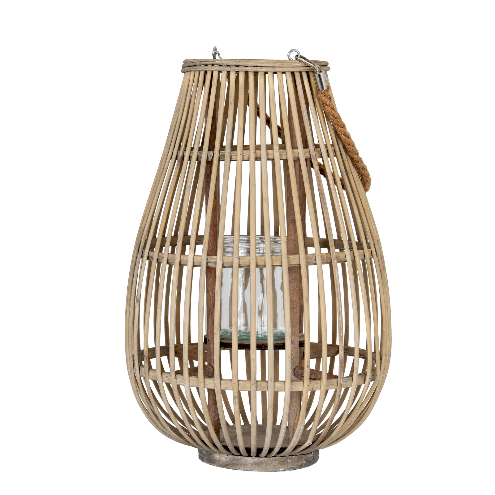 Large Ellipse Wicker Lantern with Glass Holder – Rustic Lantern