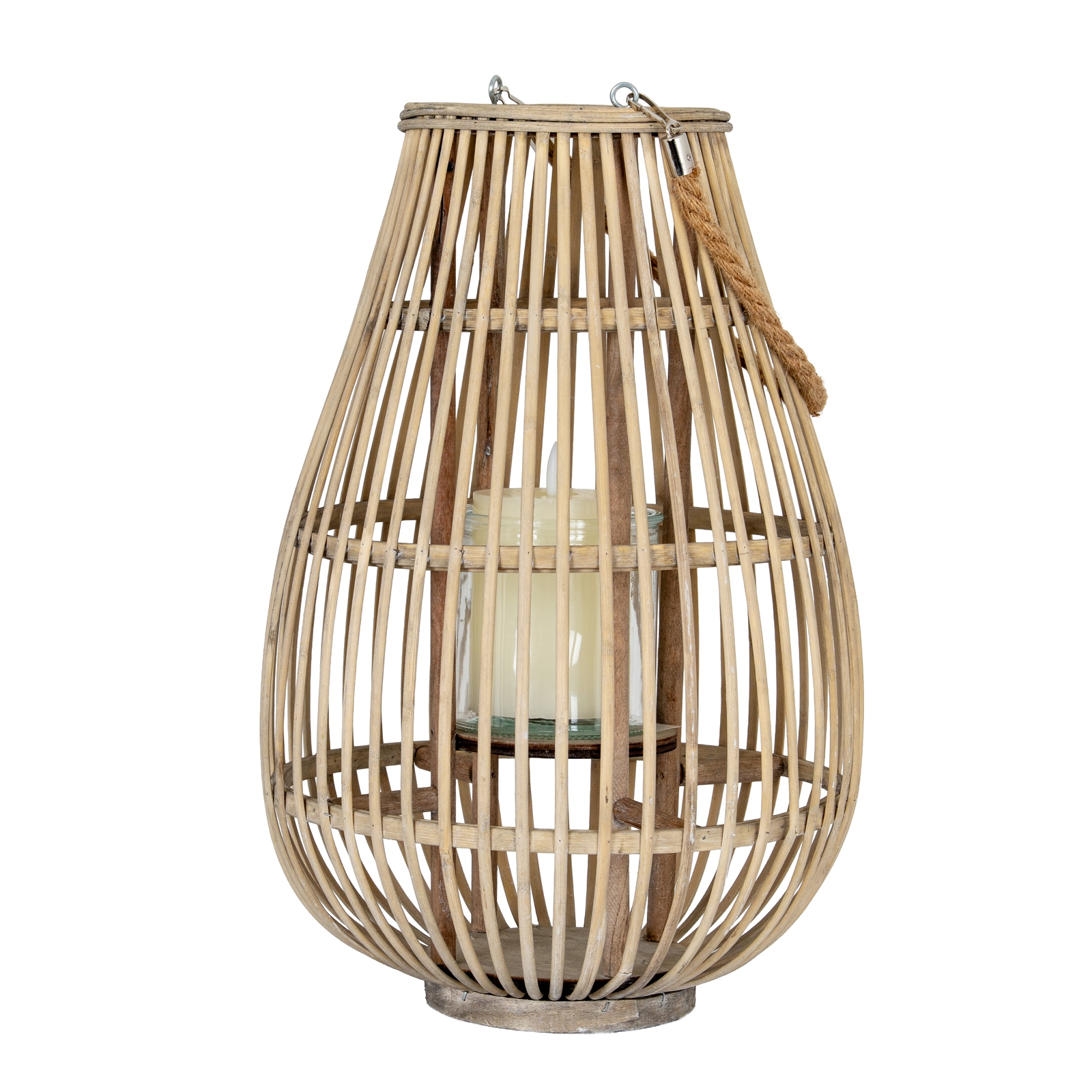 Large Ellipse Wicker Lantern with Glass Holder – Rustic Lantern