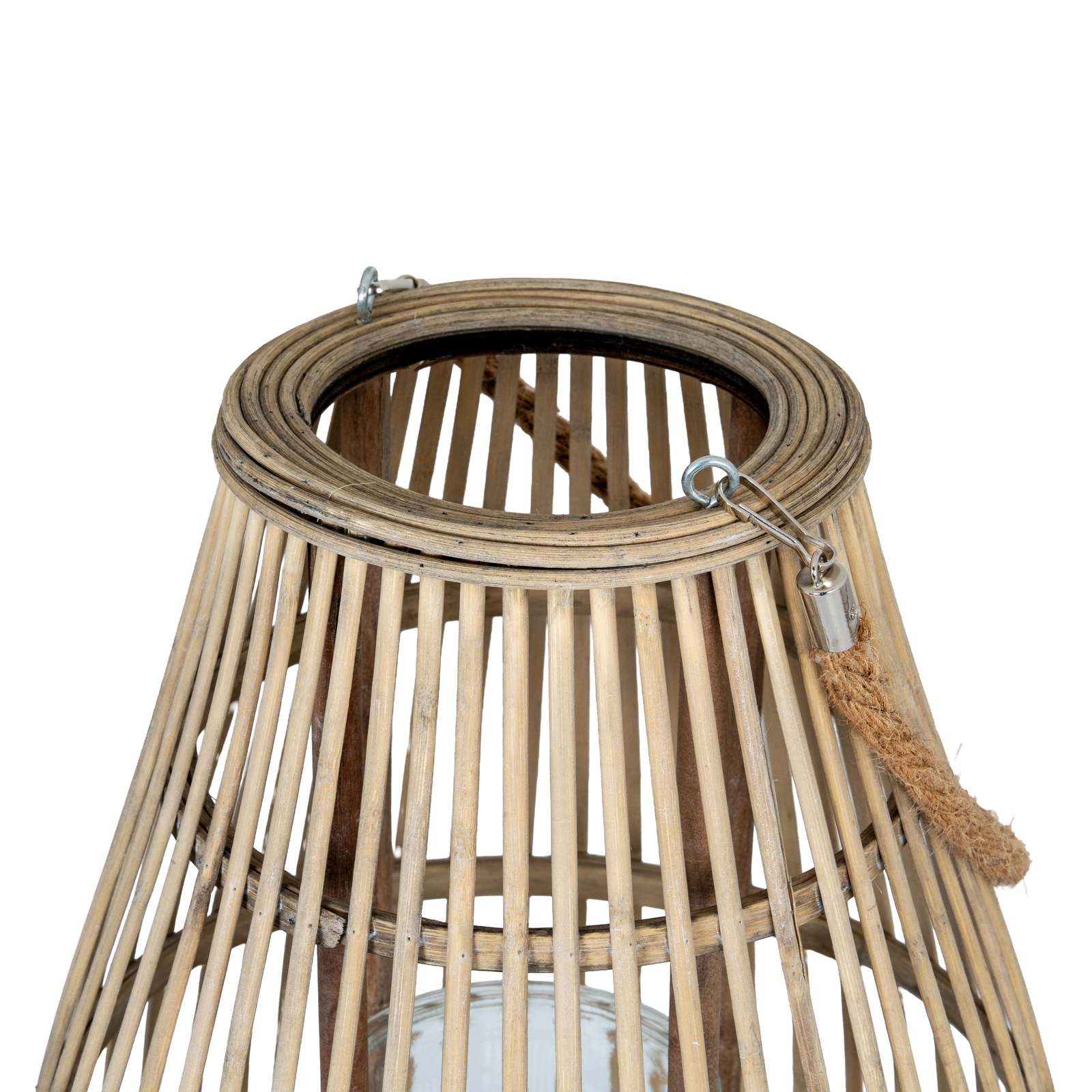 Large Ellipse Wicker Lantern with Glass Holder – Rustic Lantern