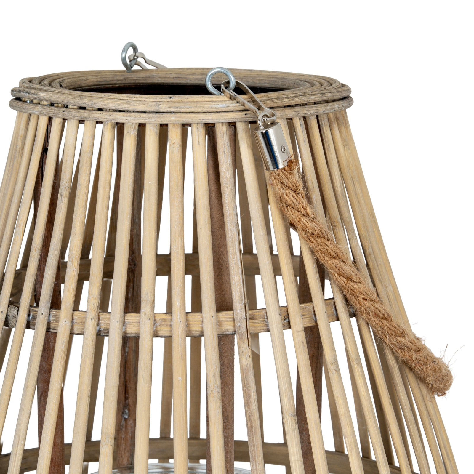 Large Ellipse Wicker Lantern with Glass Holder – Rustic Lantern