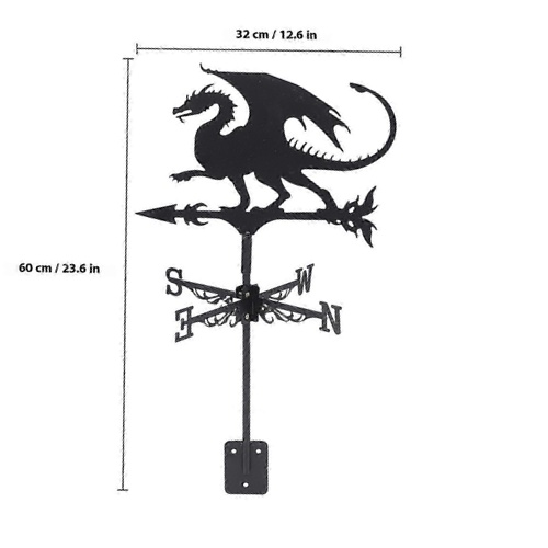 Dragon Weather Vane – Metal Garden Wind Direction Decor