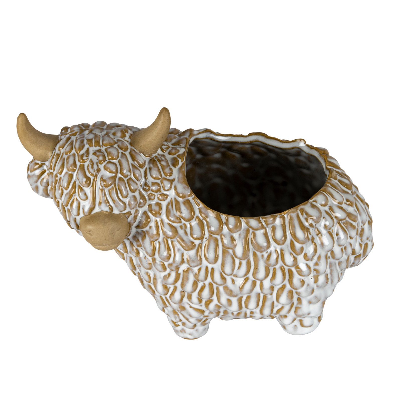 Alora Ceramic Highland Cow Planter Gazing Left – Decorative Plant Pot