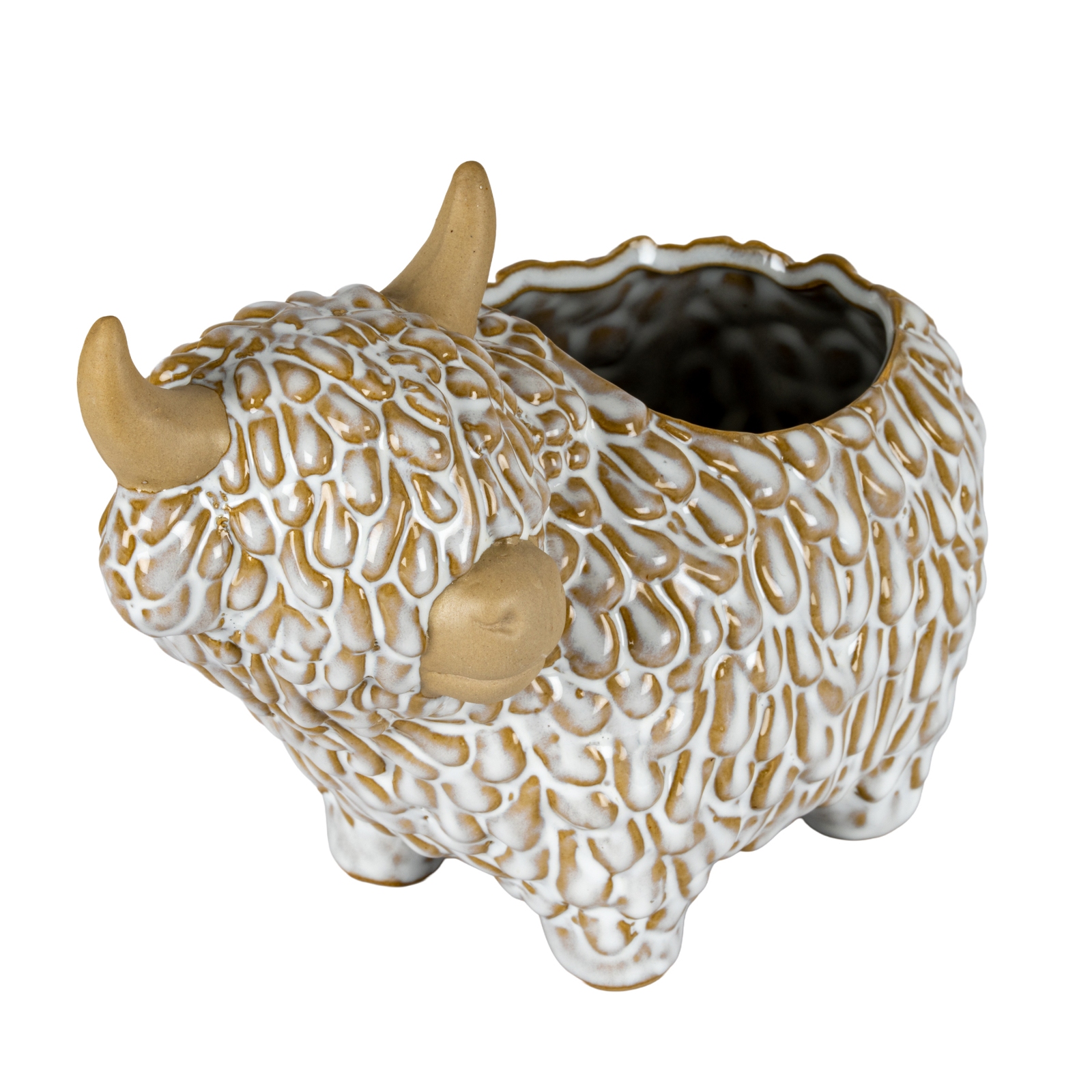 Alora Ceramic Highland Cow Planter Gazing Left – Decorative Plant Pot