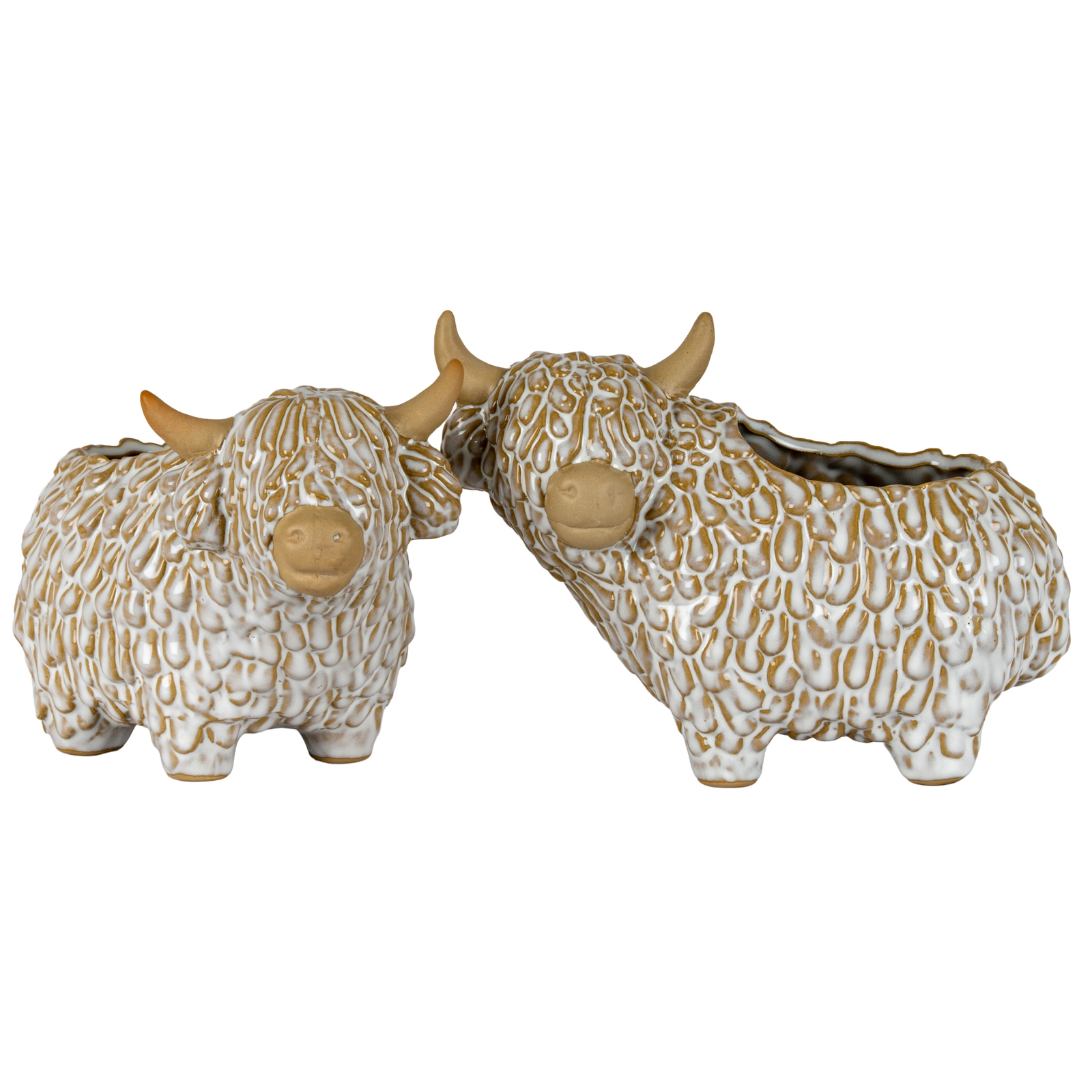 Alora Ceramic Highland Cow Planter Gazing Left – Decorative Plant Pot