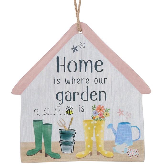 Happy Garden Hanging Plaque – Outdoor Home Wall Sign