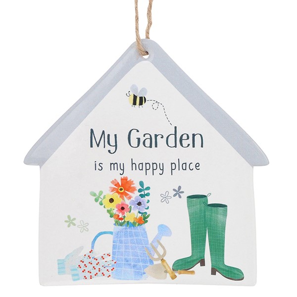 Happy Garden Hanging Plaque – Outdoor My Garden Wall Sign