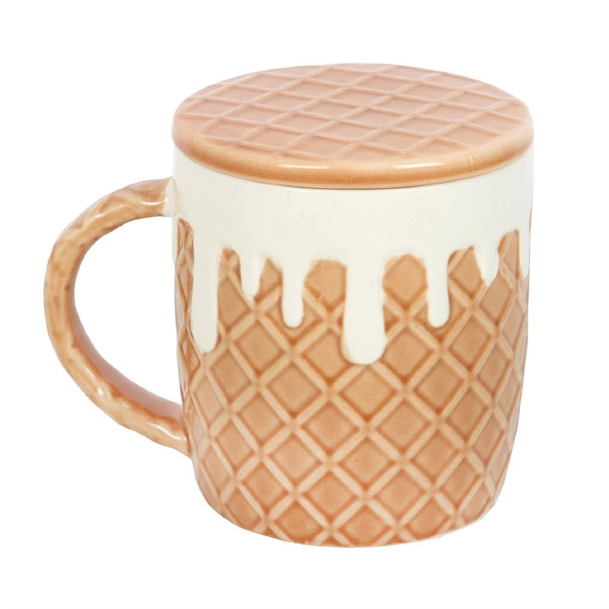 Waffle Texture Mug with Lid Coaster 550ml
