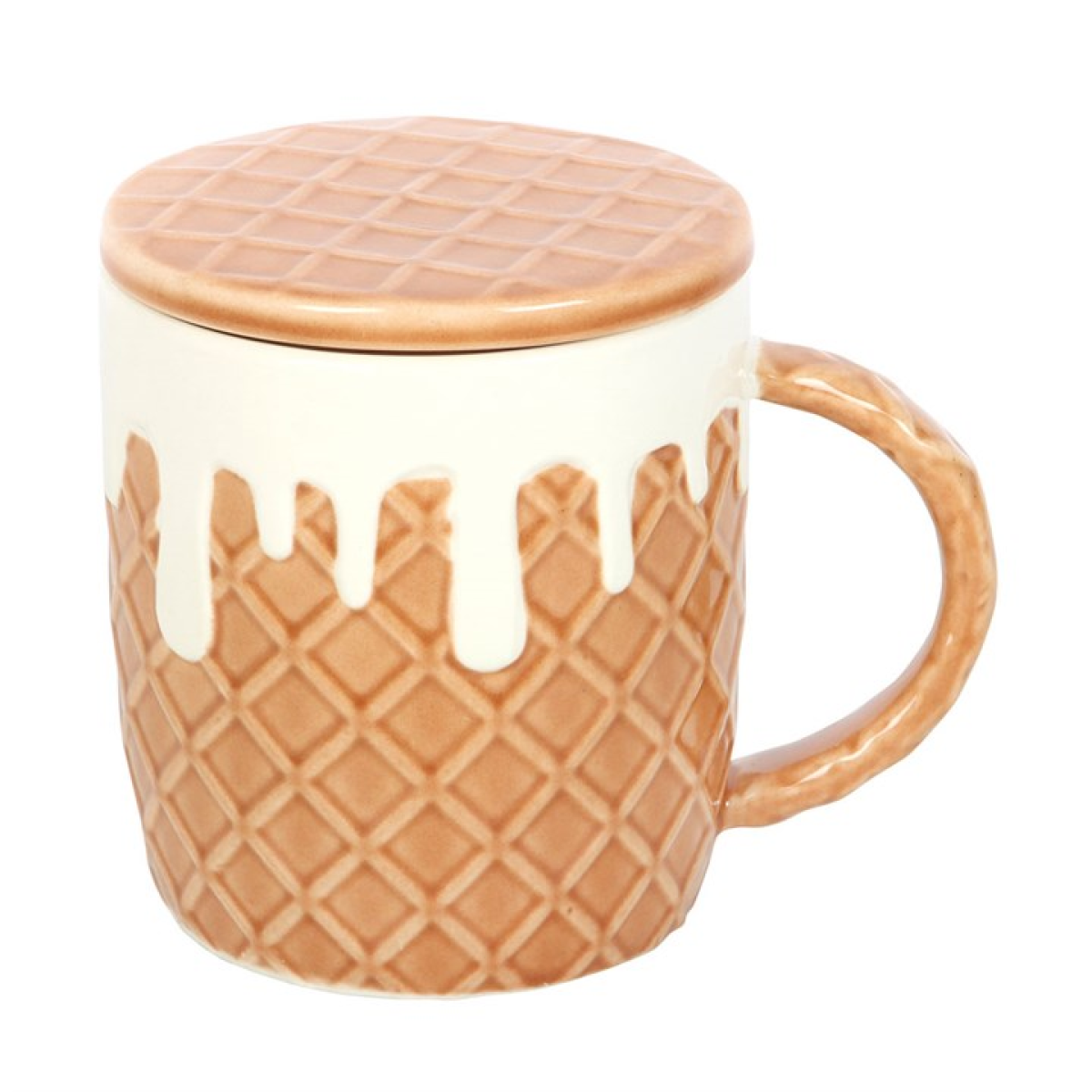 Waffle Texture Mug with Lid Coaster 550ml