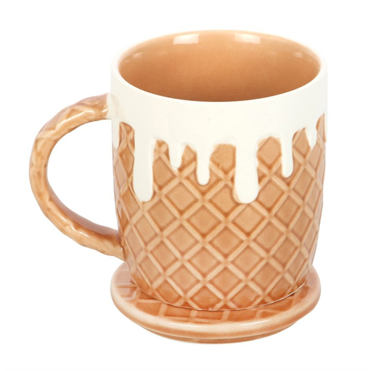 Waffle Texture Mug with Lid Coaster 550ml