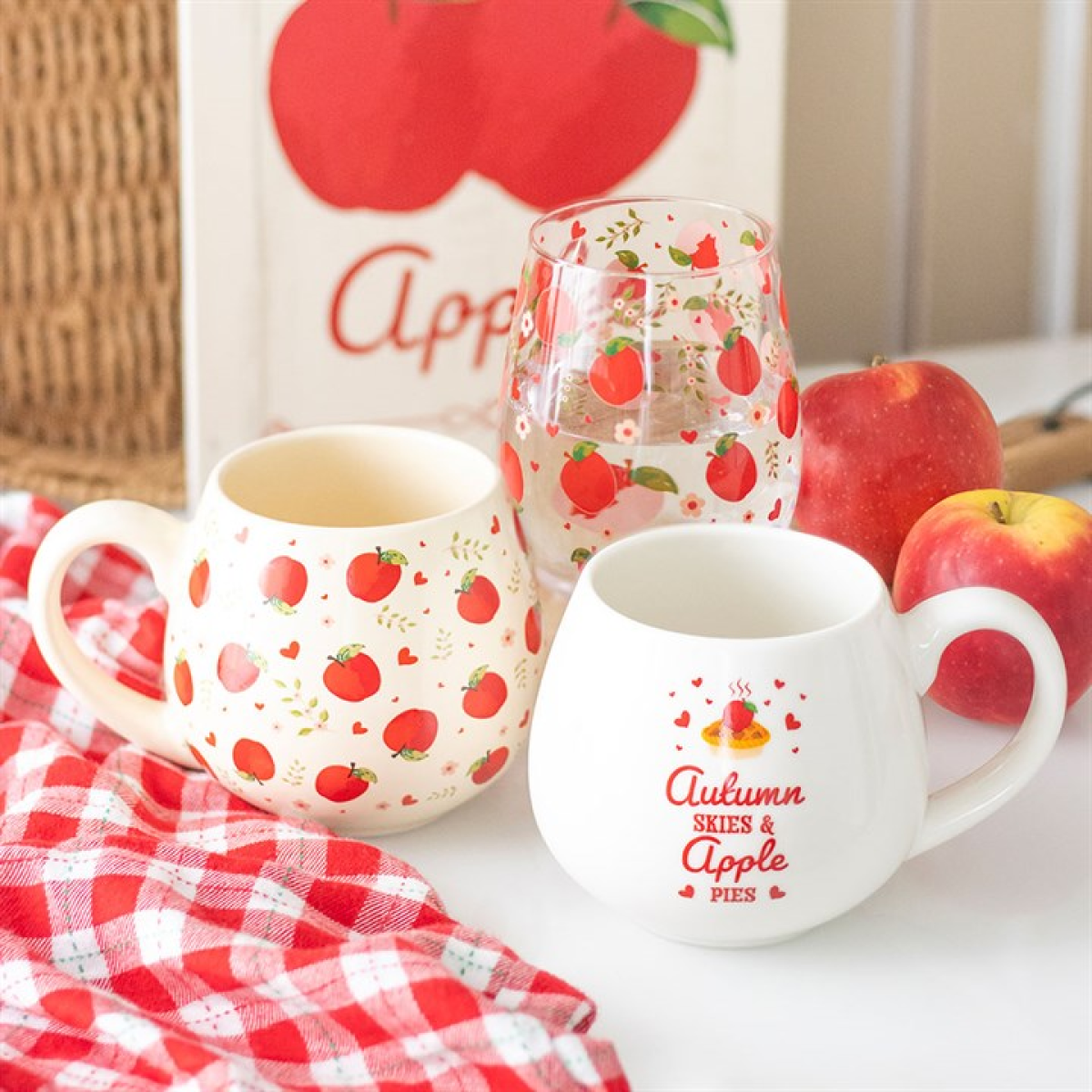 Apple Print Mug 550ml – Ceramic Cottagecore Coffee Cup