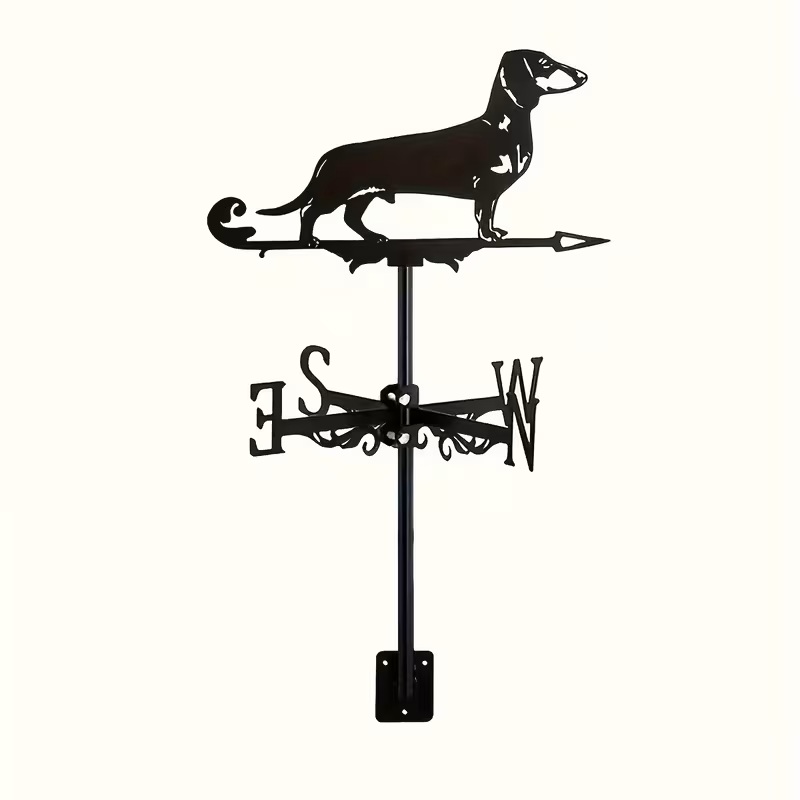 Dachshund Weather Vane – Metal Dog Garden Wind Direction Decor