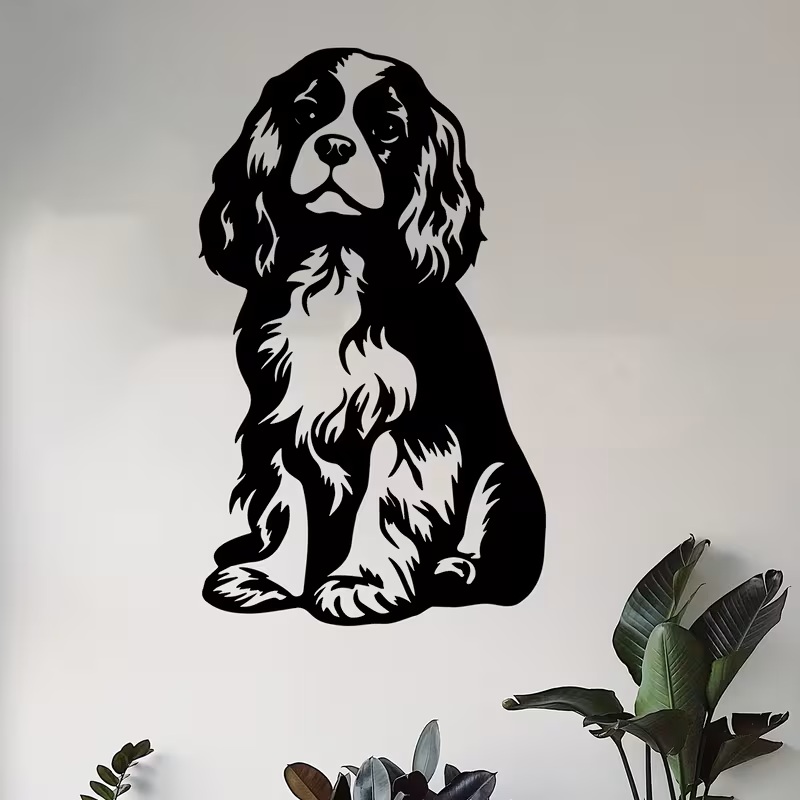 Cavalier King Charles Spaniel Metal Wall Art – Black Dog Silhouette