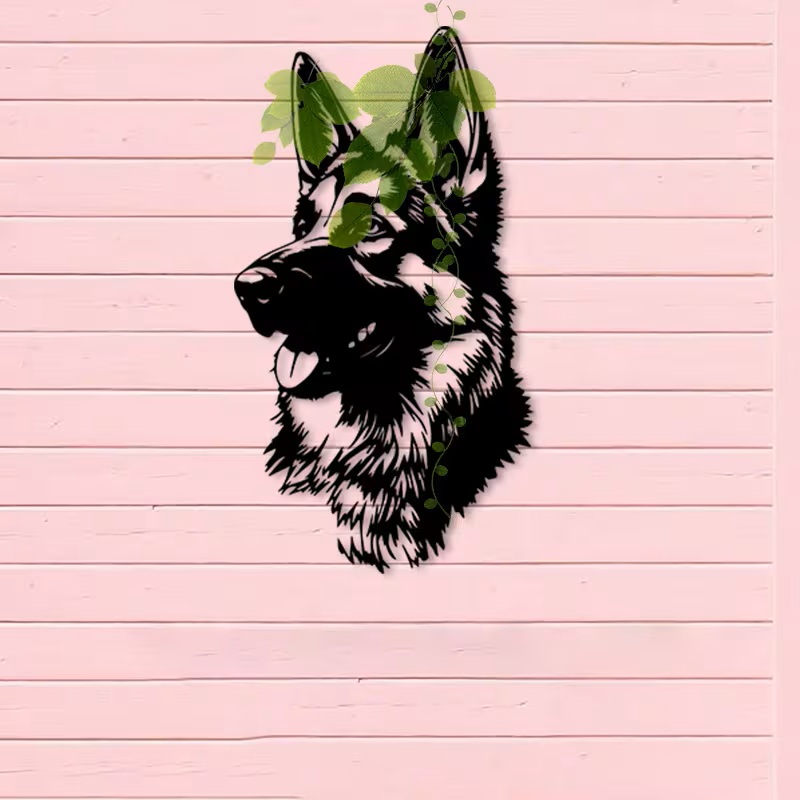 German Shepherd Realistic Metal Wall Art – Dog Head  Wall Decor
