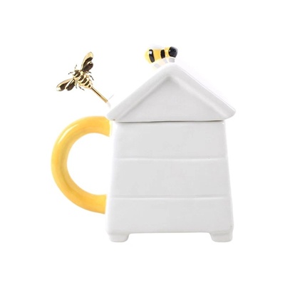 Beehive Mug 500ml with Gold Bee Spoon – Ceramic Bumblebee Gift