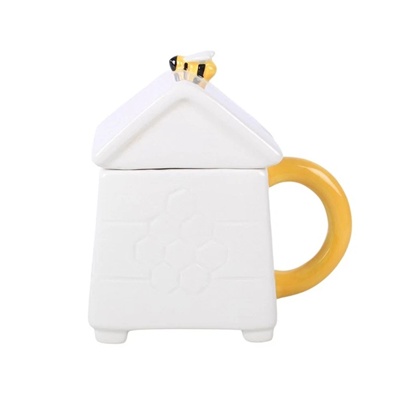 Beehive Mug 500ml with Gold Bee Spoon – Ceramic Bumblebee Gift