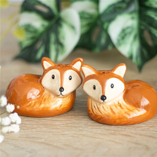 Ceramic Fox Salt & Pepper Shakers – Woodland Kitchen Tableware Set