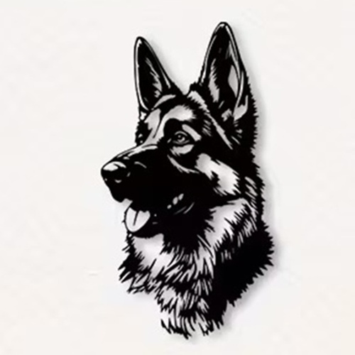 German Shepherd Realistic Metal Wall Art – Dog Head  Wall Decor