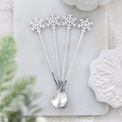 Christmas Snowflake Dessert & Coffee Spoons Set of 4