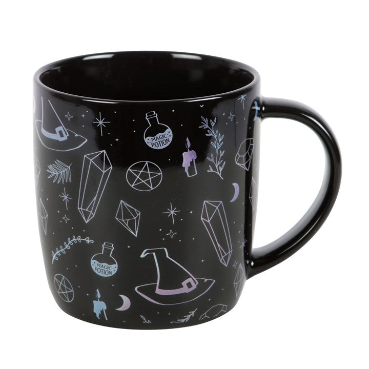 Black Crystal Magic Mug – Mystical Ceramic Potion Cup, 360ml