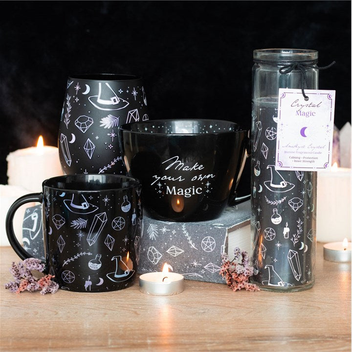 Black Crystal Magic Mug – Mystical Ceramic Potion Cup, 360ml