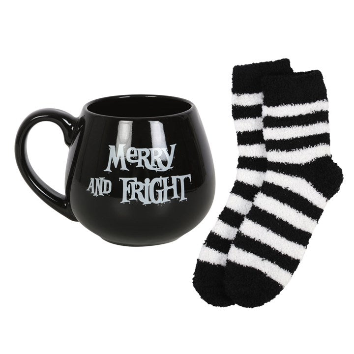 Merry & Fright Mug and Socks Set – Spooky Christmas Gift