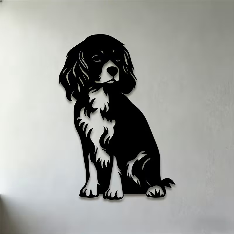 Cavalier King Charles Spaniel Metal Wall Art – 30cm Black Dog Silhouette