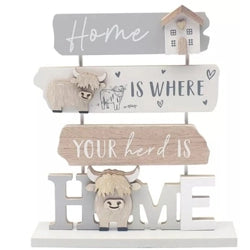 Highland Cow Wooden Plaque – Rustic Farmhouse Wall Decor