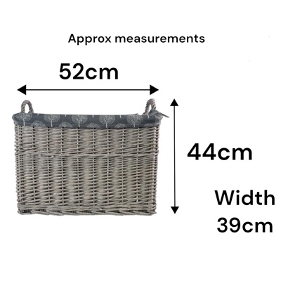 Driftwood Wicker Large Log Basket with Mulberry Liner