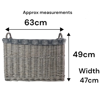 Driftwood Wicker Extra Large Log Basket with Mulberry Liner