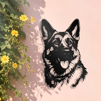 German Shepherd Metal Wall Art – Dog Head Iron Wall Decor