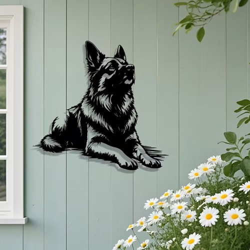 German Shepherd Metal Wall Art – Alsatian Dog Garden  Decor