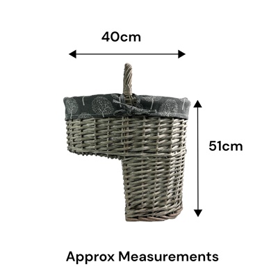 Grey Wicker Stair Basket with  Liner – Staircase Storage Basket